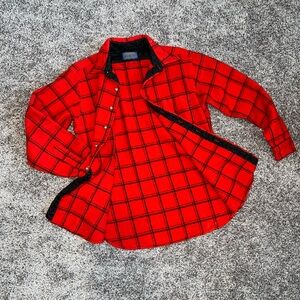 Pendleton Red and Black Button Down Wool Shirt